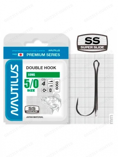 Крючок двойной Nautilus Double Long Premium Series 6068BN №5/0