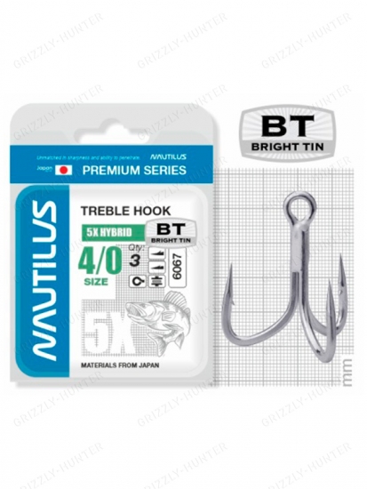 Крючок тройной Nautilus 5X Hybrid Premium Series 6067BT №4/0