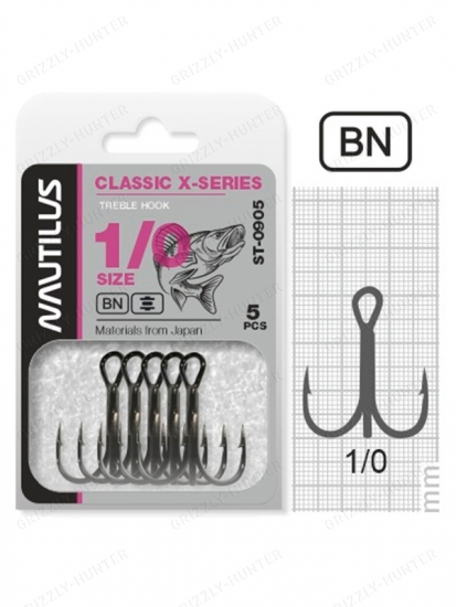 Крючок тройной Nautilus Treble X-series 0905BN №1/0 (5шт)