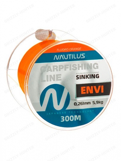 Леска карповая Nautilus Envi Fluoro orange 0,261мм, 5,9кг, 300м 