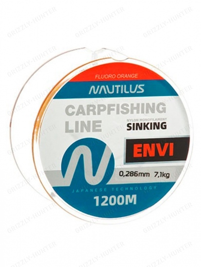 Леска карповая Nautilus Envi Fluoro orange 0,286мм, 7.1кг, 1200м