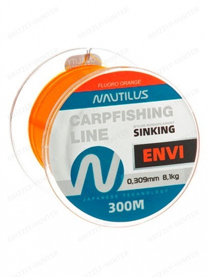 Леска карповая Nautilus Envi Fluoro orange 0,309мм, 8.1кг, 300м
