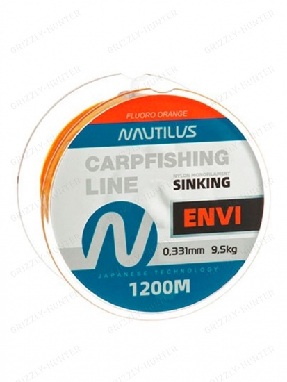 Леска карповая Nautilus Envi Fluoro orange 0,331мм, 9.5кг, 1200м