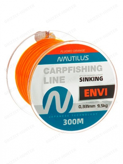 Леска карповая Nautilus Envi Fluoro orange 0,331мм, 9.5кг, 300м 