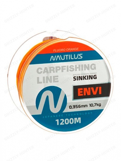 Леска карповая Nautilus Envi Fluoro orange 0,356мм, 10.7кг, 1200м