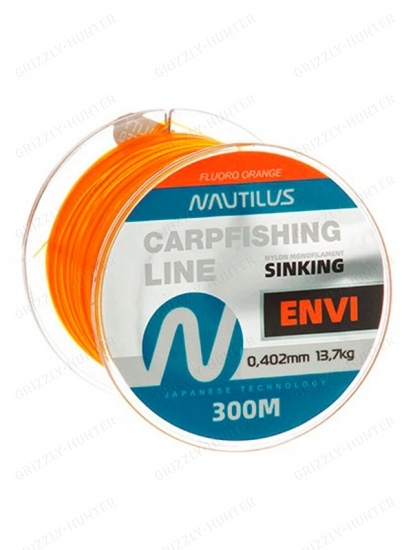 Леска карповая Nautilus Envi Fluoro orange 0,402мм, 13.7кг, 300м
