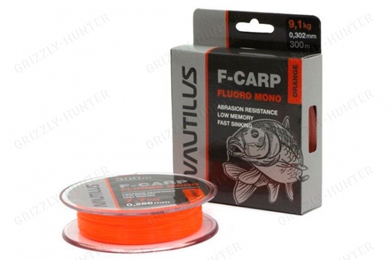 Леска Nautilus F-Carp Fluoro Mono d-0.286мм 300м Orange