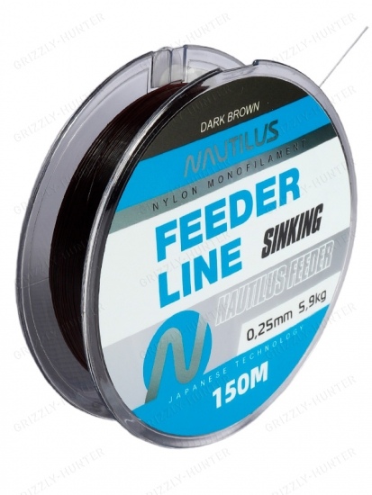 Леска Nautilus Feeder sinking 0,25мм, 5.9кг, 150м dark brown 