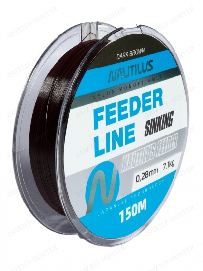 Леска Nautilus Feeder sinking 0,28мм, 7.1кг, 150м dark brown