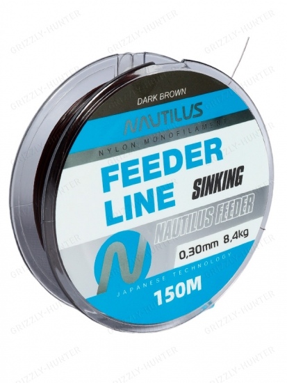Леска Nautilus Feeder sinking 0,30мм, 8.4кг, 150м dark brown 