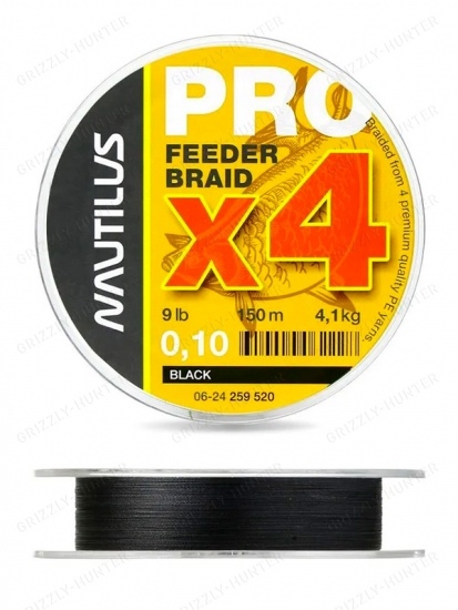 Шнур Nautilus Pro Feeder Braid Black d-0.10 4.1кг 9lb 150м