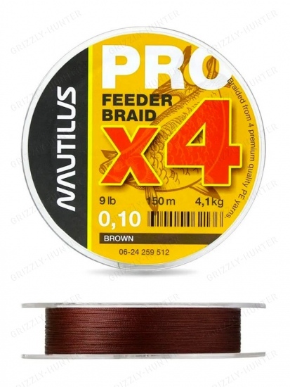 Шнур Nautilus Pro Feeder Braid Brown d-0.10 4.1кг 9lb 150м