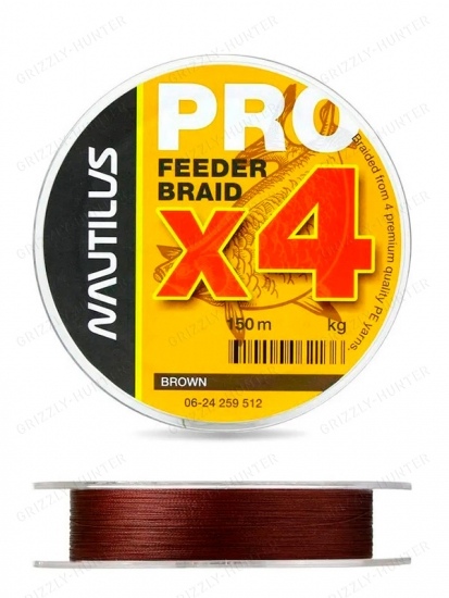 Шнур Nautilus Pro Feeder Braid Brown d-0.16 8.2кг 18lb 150м 