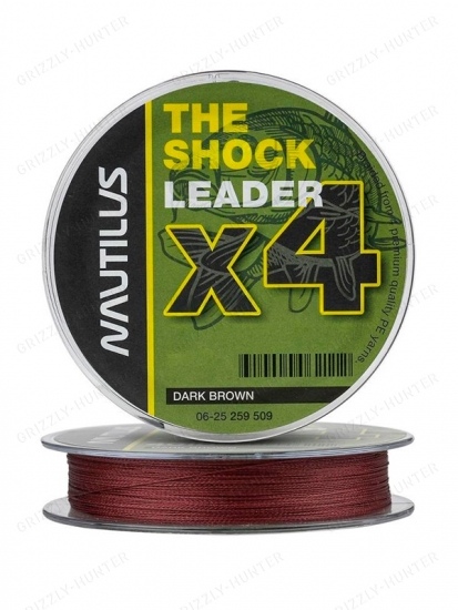 Шнур Nautilus Shock Leader 18.14кг 40lb Dark Brown 140м 
